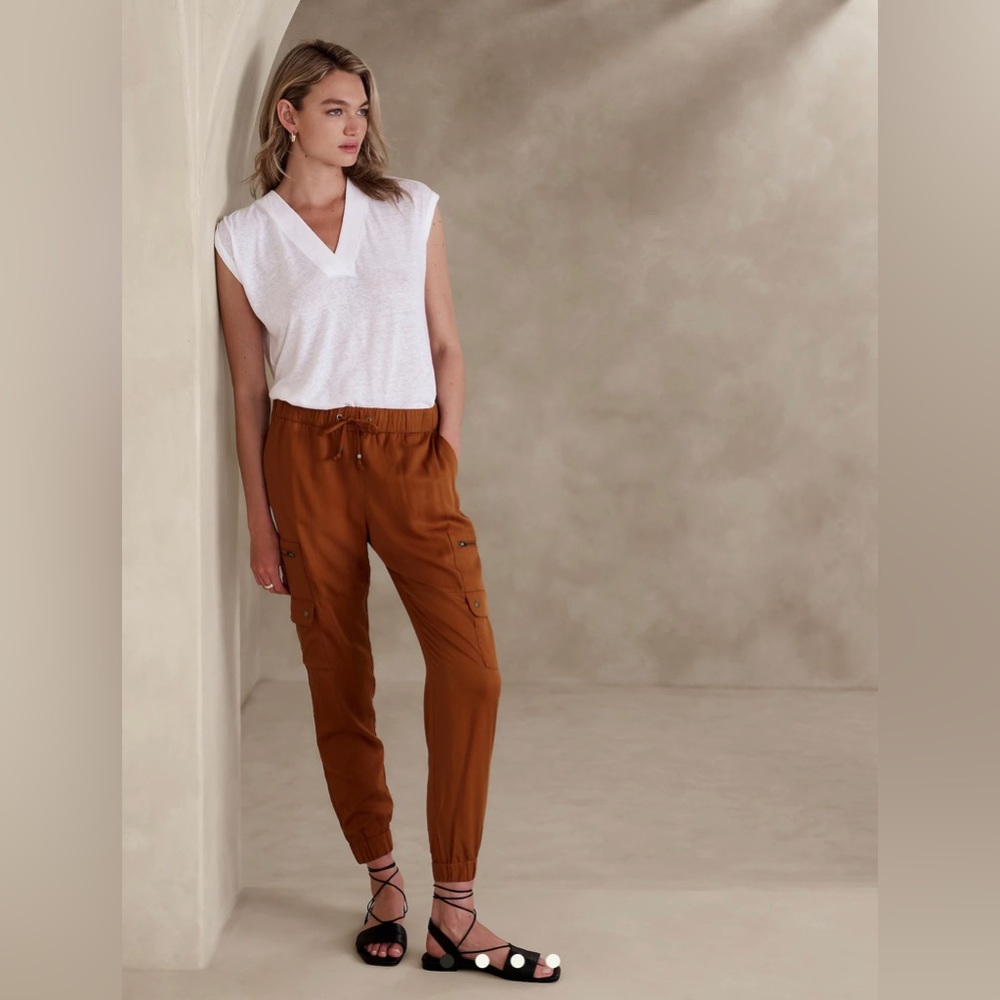 Women’s Banana Republic TENCEL™ CARGO JOGGER size XXL in Burnt Umber.